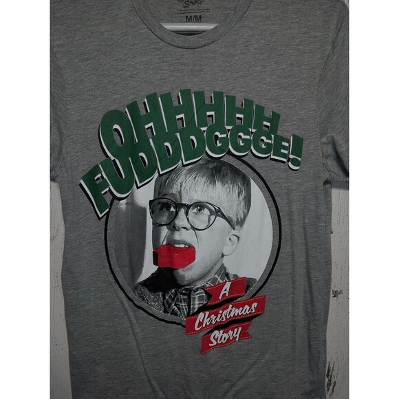 Men's Medium Pajama Set A Christmas Story Oh Fudge Gray Green Short Sleeve - Picture 3 of 11